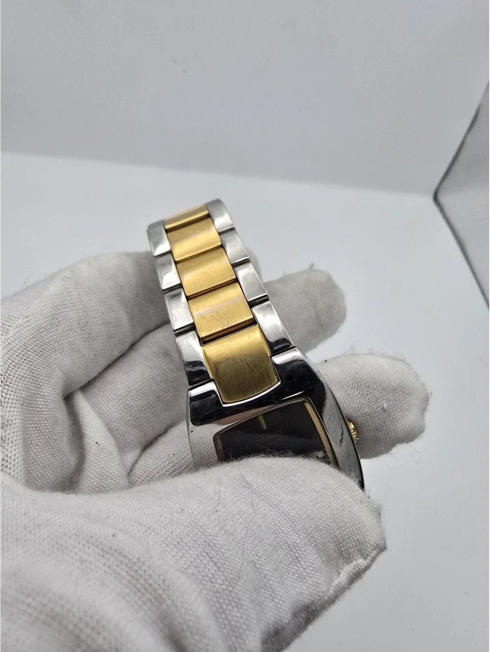 Casio Tank MTP-1165 Watch New Battery Clean Condition Beautiful Dial Two Tone